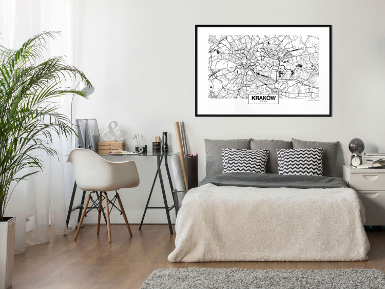 Poster City Map: Kraków - black and white map of Kraków with city name 123836 additionalImage 4