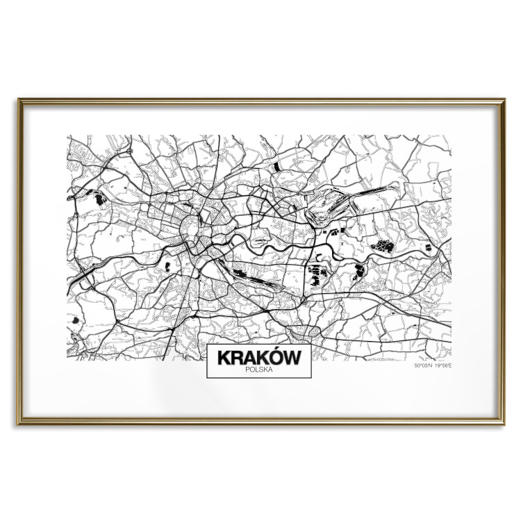 Poster City Map: Kraków - black and white map of Kraków with city name 123836 additionalImage 14
