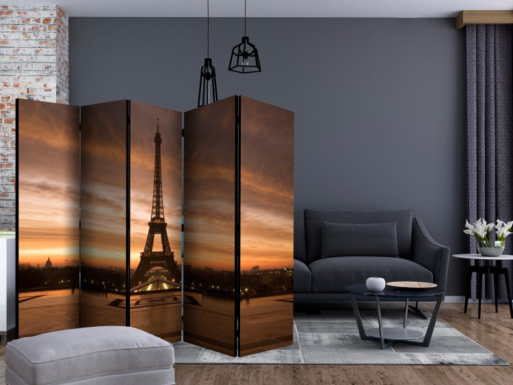 Room Separator Evening Colors of Paris II (5-piece) - Eiffel Tower against the sky 124136 additionalImage 4