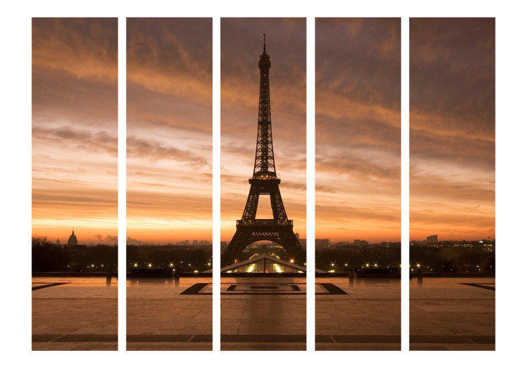 Room Separator Evening Colors of Paris II (5-piece) - Eiffel Tower against the sky 124136 additionalImage 3