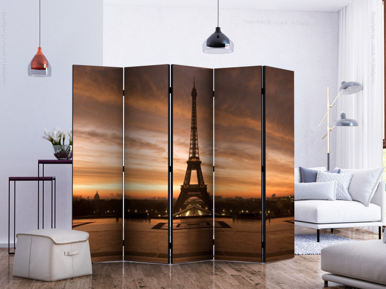 Room Separator Evening Colors of Paris II (5-piece) - Eiffel Tower against the sky 124136 additionalImage 2