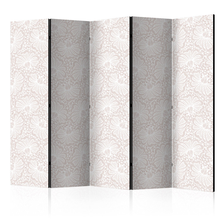 Room Divider Knitted Decorations II (5-piece) - light beige background with a plant motif 124336