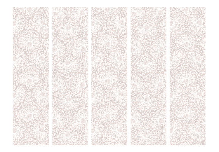 Room Divider Knitted Decorations II (5-piece) - light beige background with a plant motif 124336 additionalImage 3