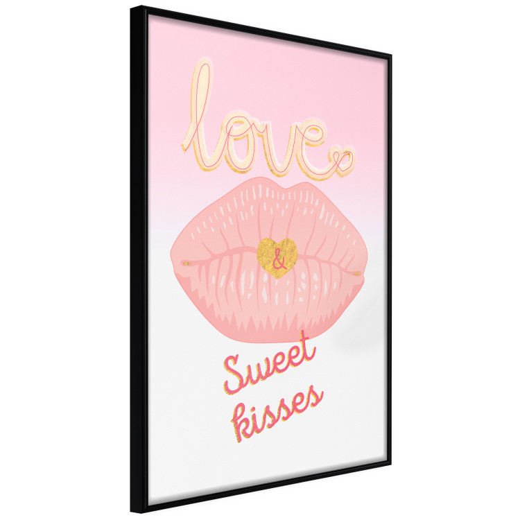 Wall Poster Sweet Kisses - English text and large pink lips on a pastel background 125236 additionalImage 10