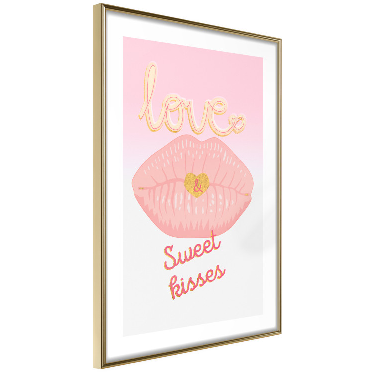 Wall Poster Sweet Kisses - English text and large pink lips on a pastel background 125236 additionalImage 6