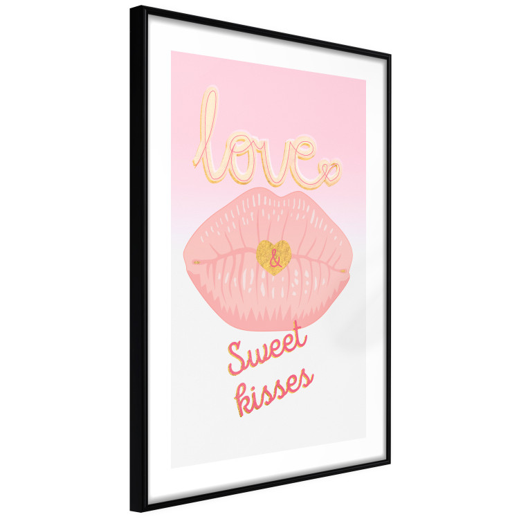 Wall Poster Sweet Kisses - English text and large pink lips on a pastel background 125236 additionalImage 11