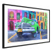 Wall Poster American Classic - green car against a background of colorful architecture 126536 additionalThumb 8