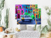 Wall Poster American Classic - green car against a background of colorful architecture 126536 additionalThumb 2