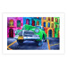 Wall Poster American Classic - green car against a background of colorful architecture 126536 additionalThumb 25
