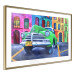 Wall Poster American Classic - green car against a background of colorful architecture 126536 additionalThumb 9