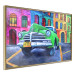 Wall Poster American Classic - green car against a background of colorful architecture 126536 additionalThumb 12