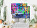 Wall Poster American Classic - green car against a background of colorful architecture 126536 additionalThumb 4