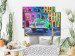 Wall Poster American Classic - green car against a background of colorful architecture 126536 additionalThumb 7