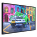Wall Poster American Classic - green car against a background of colorful architecture 126536 additionalThumb 13