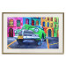 Wall Poster American Classic - green car against a background of colorful architecture 126536 additionalThumb 20