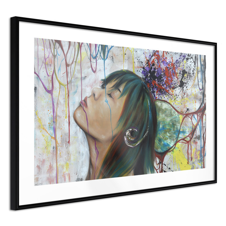 Poster Hidden Dreams - woman on an abstract background with colorful lines 127036 additionalImage 6