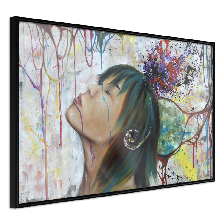 Poster Hidden Dreams - woman on an abstract background with colorful lines 127036 additionalImage 11