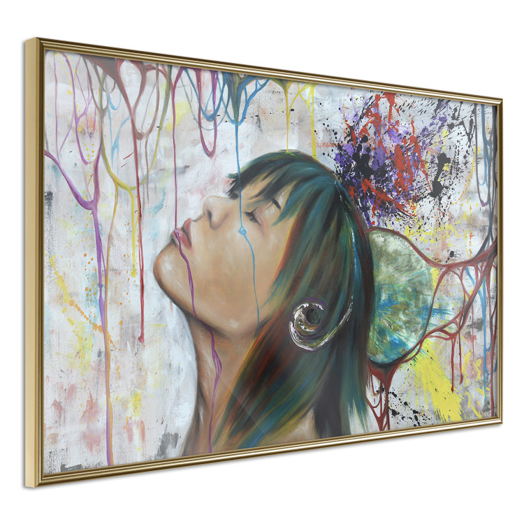 Poster Hidden Dreams - woman on an abstract background with colorful lines 127036 additionalImage 12