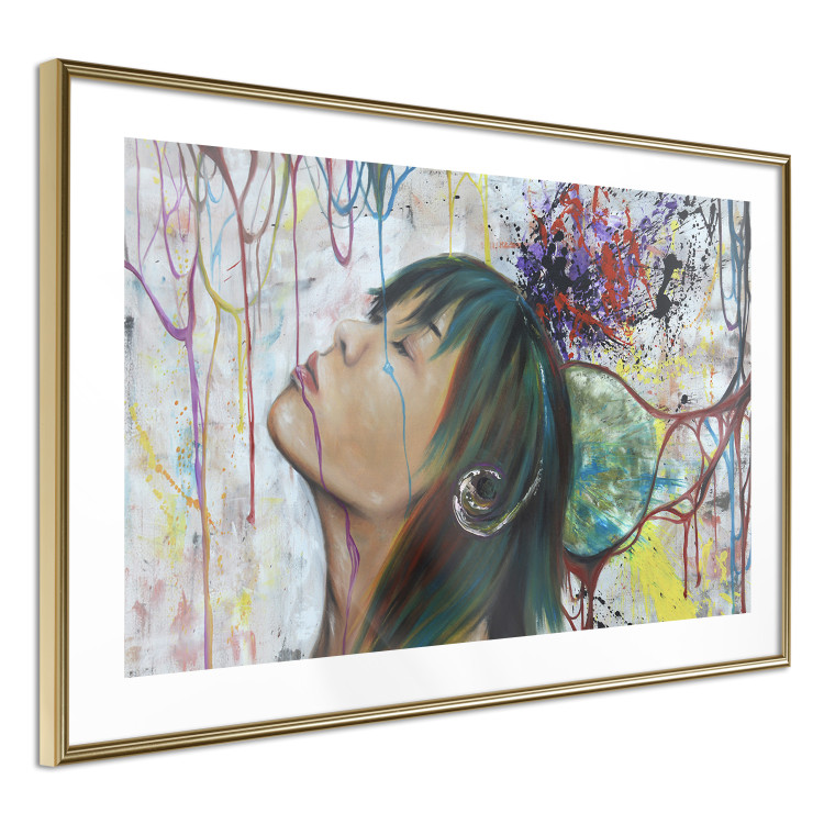 Poster Hidden Dreams - woman on an abstract background with colorful lines 127036 additionalImage 7