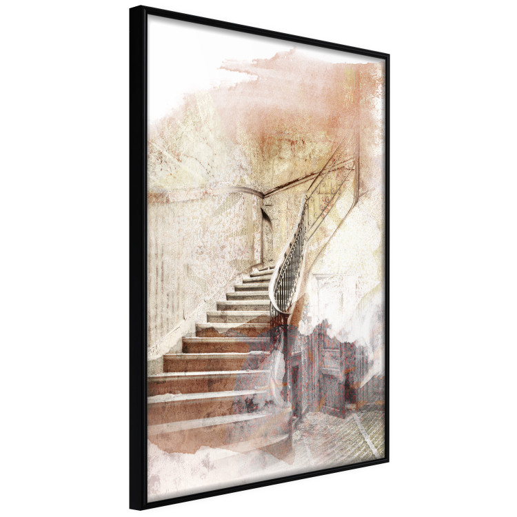Poster Secret Stairs - architecture in retro composition of wooden stairs 127836 additionalImage 11