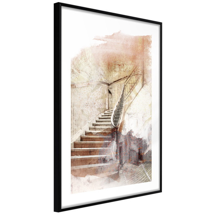 Poster Secret Stairs - architecture in retro composition of wooden stairs 127836 additionalImage 6