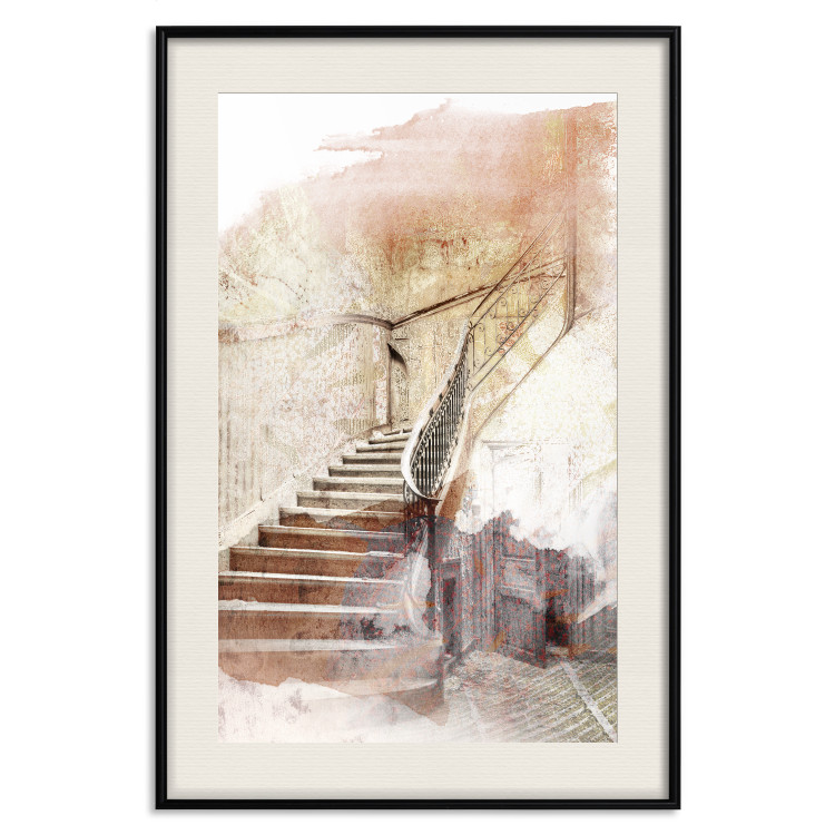 Poster Secret Stairs - architecture in retro composition of wooden stairs 127836 additionalImage 19
