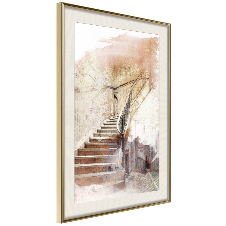 Poster Secret Stairs - architecture in retro composition of wooden stairs 127836 additionalImage 3