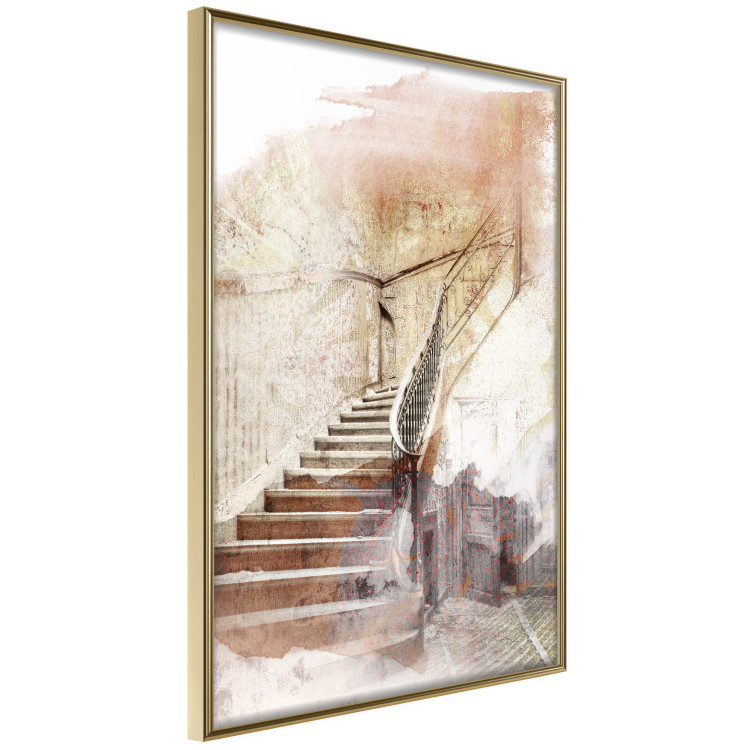Poster Secret Stairs - architecture in retro composition of wooden stairs 127836 additionalImage 14