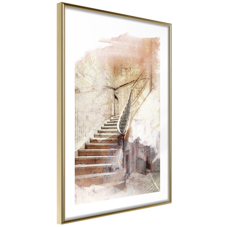Poster Secret Stairs - architecture in retro composition of wooden stairs 127836 additionalImage 9