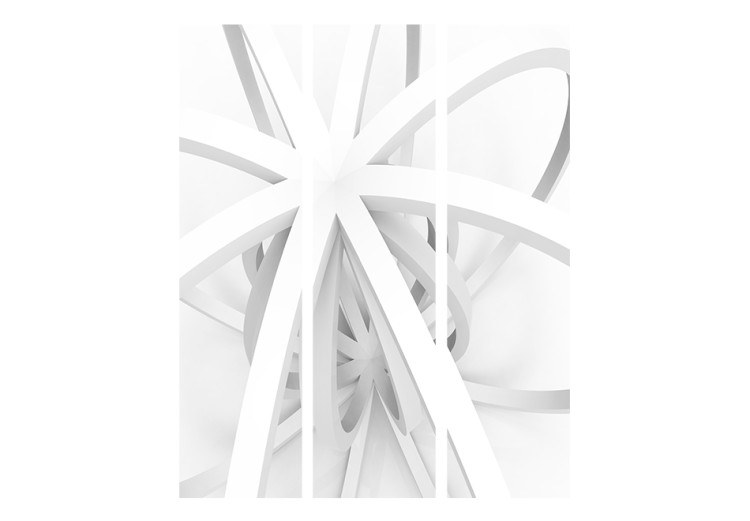Room Separator Lacy Form (3-piece) - abstraction with a white geometric figure 128936 additionalImage 3