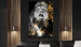 Canvas King in Gold (1-part) vertical - fantastical lion on a dark background 129536 additionalThumb 3