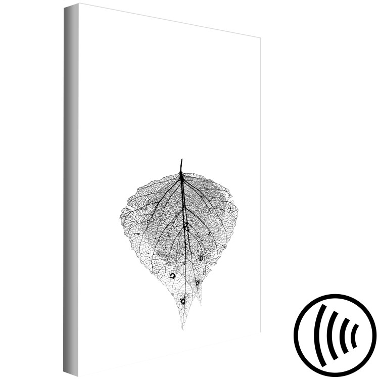 Canvas Print Macro Leaf (1-piece) Vertical - stylish black leaf on white background 129736 additionalImage 6