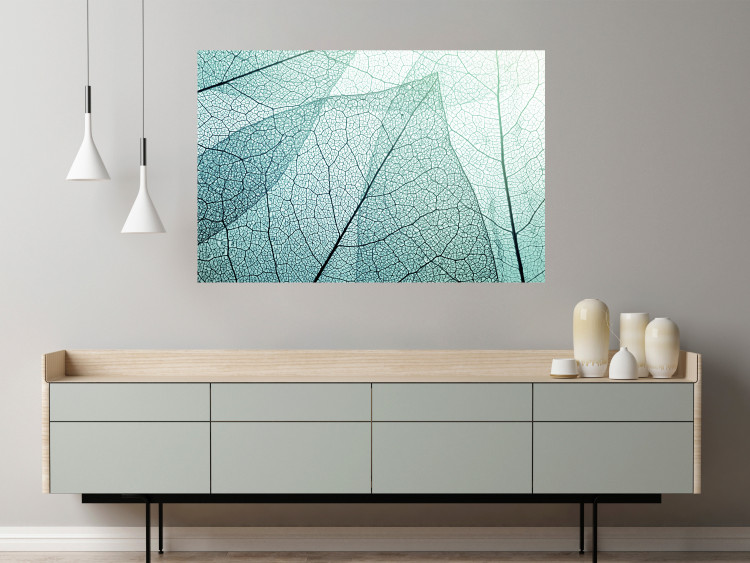 Poster Macro Flora - abstract translucent turquoise leaf 129836 additionalImage 2