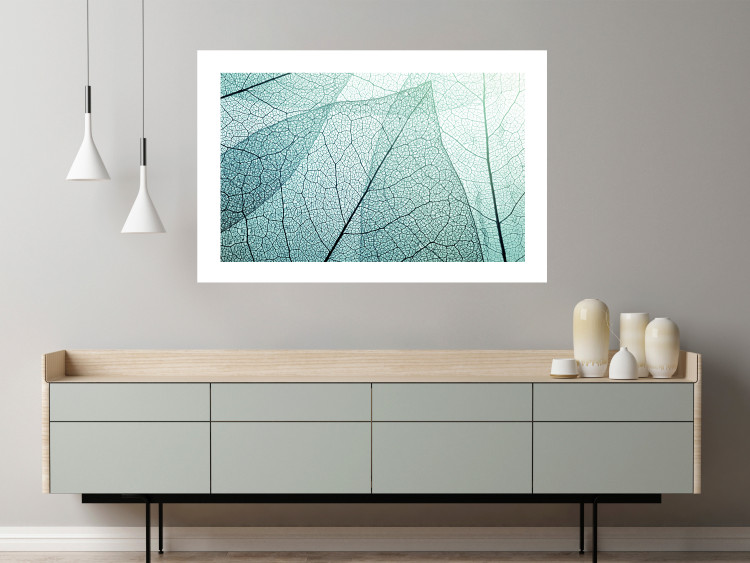 Poster Macro Flora - abstract translucent turquoise leaf 129836 additionalImage 3