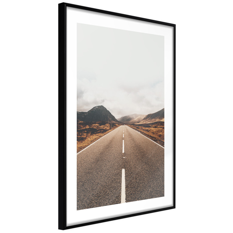 Poster Ahead - landscape of a road amidst yellow and black fields and mountains 130236 additionalImage 8