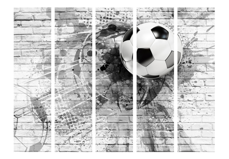 Folding Screen Football Dynamics II (5-piece) - black and white sports composition 132536 additionalImage 3