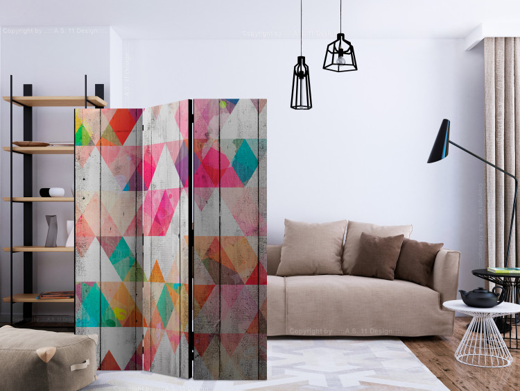 Room Divider Rainbow Triangles (3-piece) - colorful background in geometric figures 132836 additionalImage 4