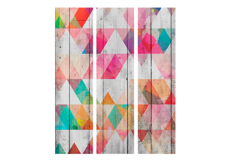 Room Divider Rainbow Triangles (3-piece) - colorful background in geometric figures 132836 additionalImage 3