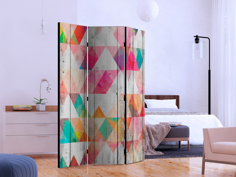 Room Divider Rainbow Triangles (3-piece) - colorful background in geometric figures 132836 additionalImage 2