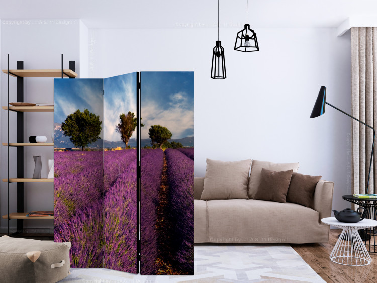 Room Divider Screen Lavender Field: France (3-piece) - landscape of purple lavender fields 132936 additionalImage 4