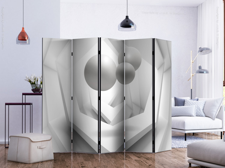 Room Divider White Imagination II (5-piece) - bright illusion in geometric figures 133036 additionalImage 2