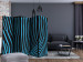 Room Divider Zebra Pattern (Turquoise) II (5-piece) - blue stripes on black 133436 additionalThumb 4