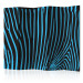 Room Divider Zebra Pattern (Turquoise) II (5-piece) - blue stripes on black 133436