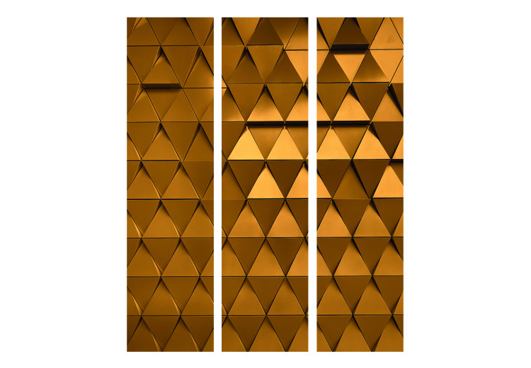 Room Separator Golden Armor (3-piece) - geometric pattern in shining triangles 133536 additionalImage 3
