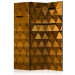 Room Separator Golden Armor (3-piece) - geometric pattern in shining triangles 133536