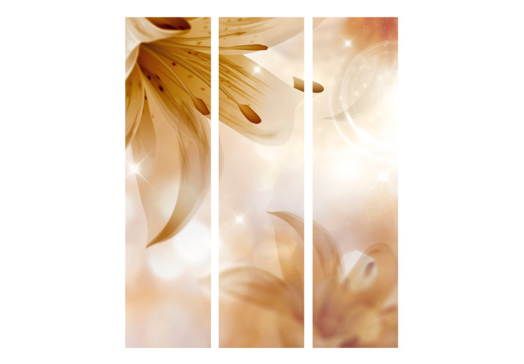 Room Divider Golden Years - illusion of beige lily flowers on an abstract background 133736 additionalImage 3
