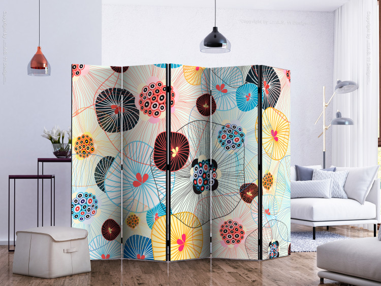 Folding Screen Summer Breeze II - colorful lines and circles amidst abstract patterns 133936 additionalImage 2