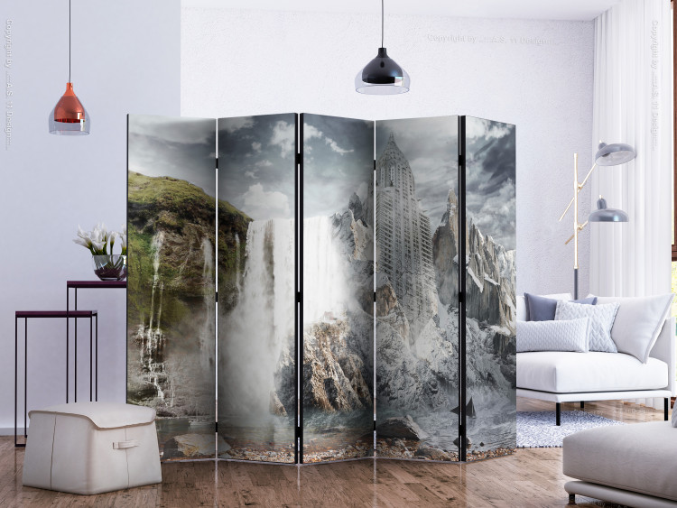 Folding Screen Upcoming Civilization II (5-piece) - abstraction with architecture 134136 additionalImage 2