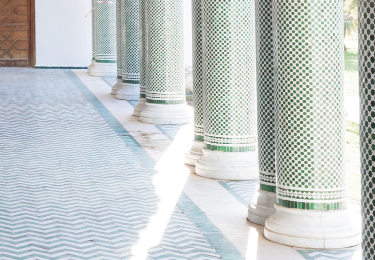Canvas Turquoise Colonnade (1-piece) Vertical - architecture in Morocco 134736 additionalImage 4