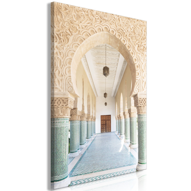 Canvas Turquoise Colonnade (1-piece) Vertical - architecture in Morocco 134736 additionalImage 2